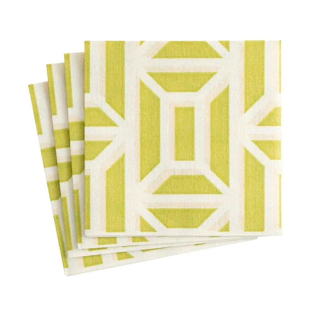 Garden Gate Paper Linen Cocktail Napkins in Grass - 15 Per Package Caspari