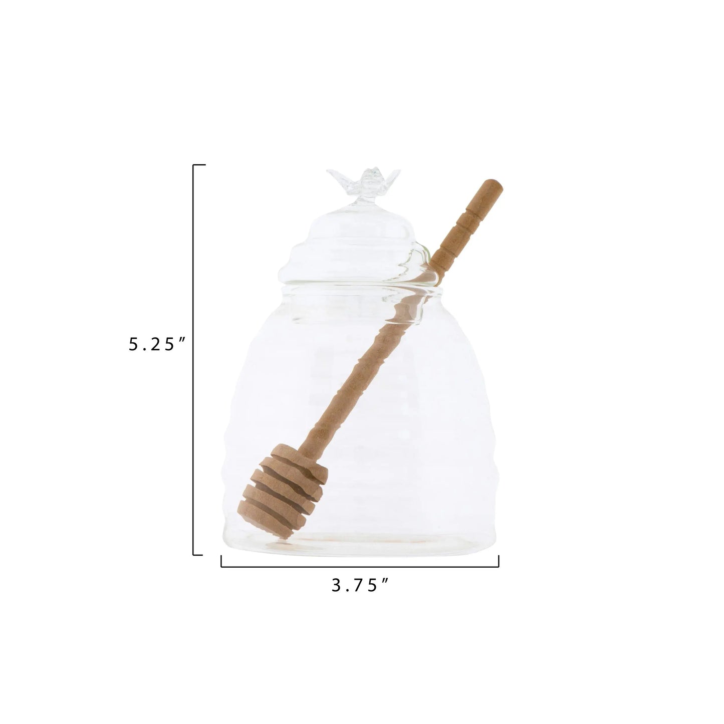 Glass Honey Jar With Wood Honey Dipper CREATIVE CO-OP