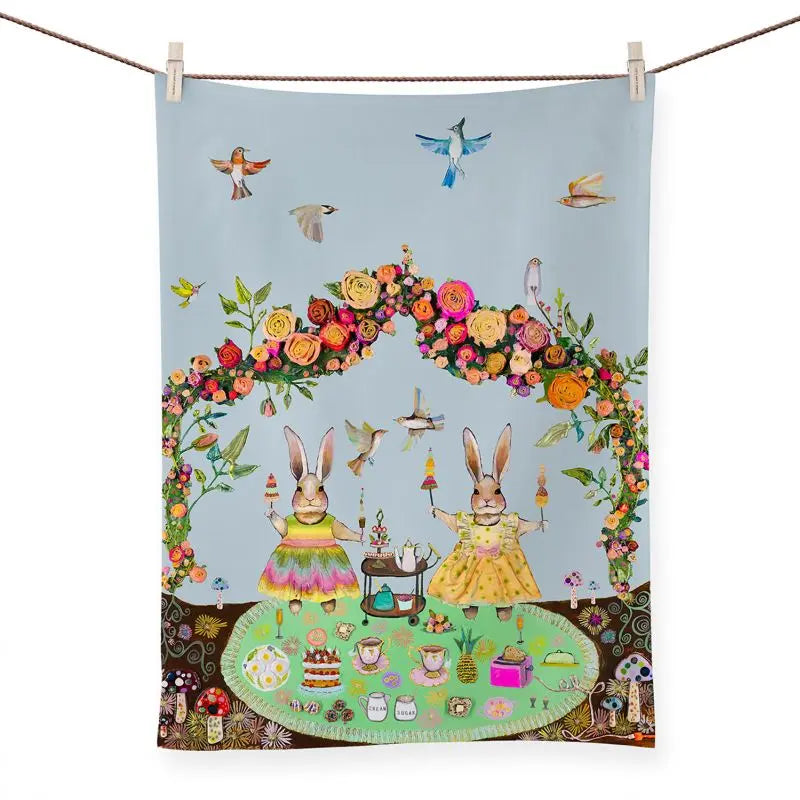 GreenBox Art Bunny Tea Party Tea Towel GREENBOX ART