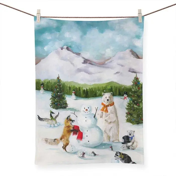 Let It Snowman Tea Towel  tiny farmhouse by Amy McCoy