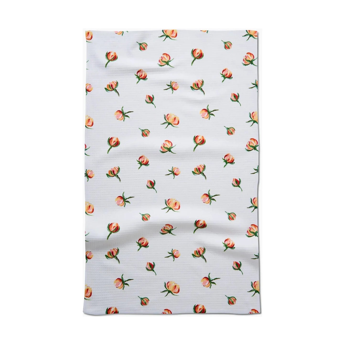Yellow Rosebuds Geometry Tea Towel