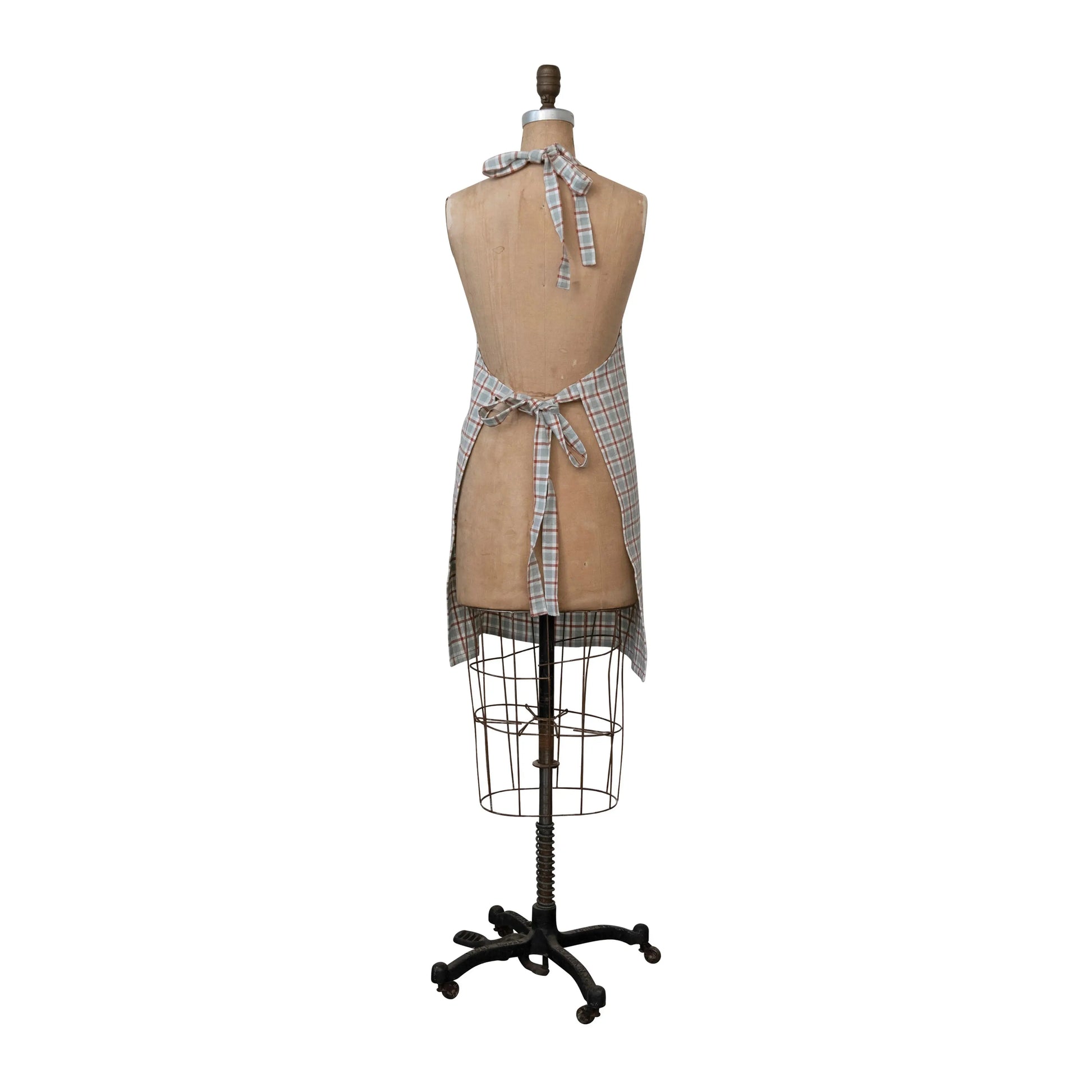 Creative Co Op Holiday Woven Cotton Apron with Grid Pattern, Grey and Sienna Color 32"L x 28"W CREATIVE CO-OP
