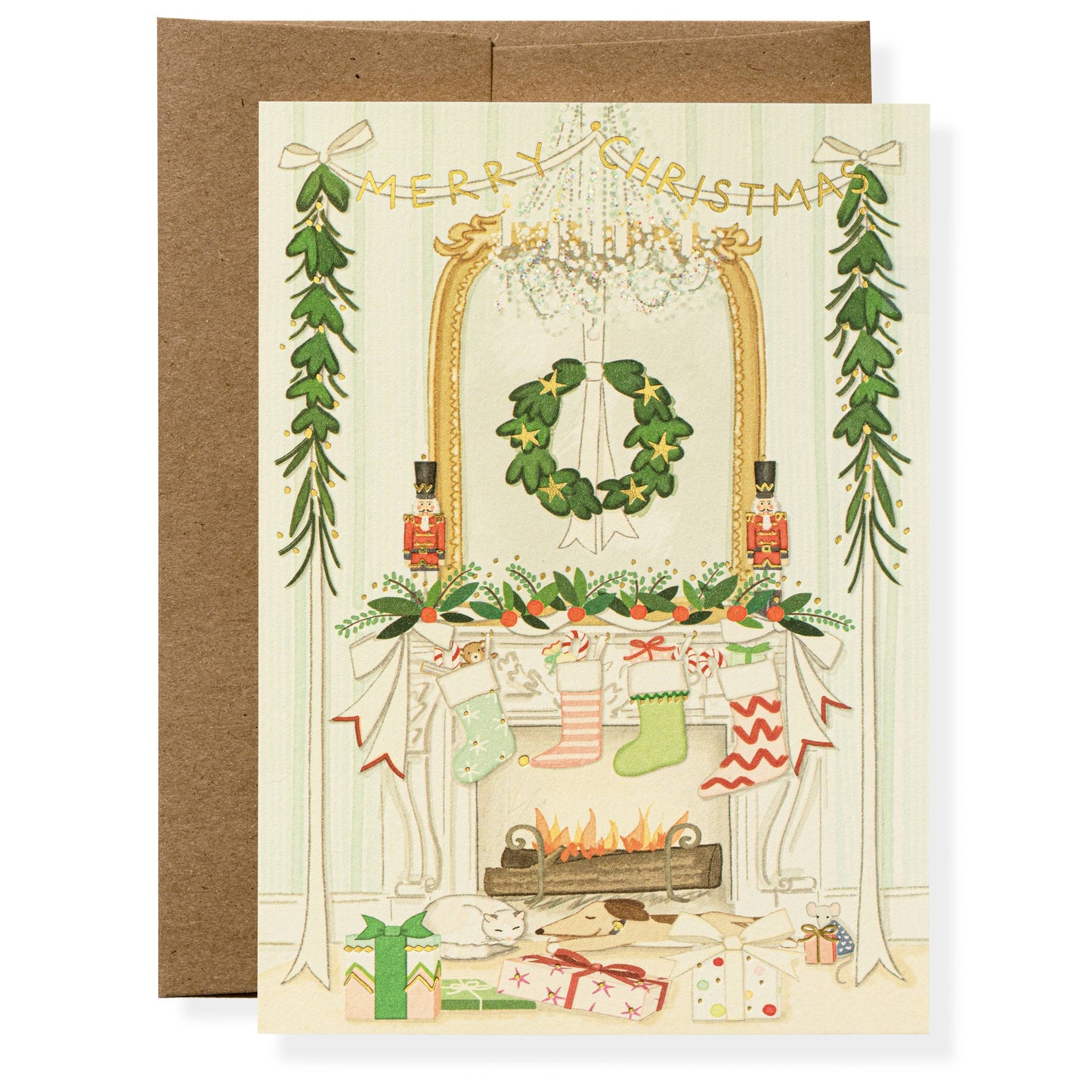 Holiday by the Fire Greeting Card: Individual Browns Kitchen