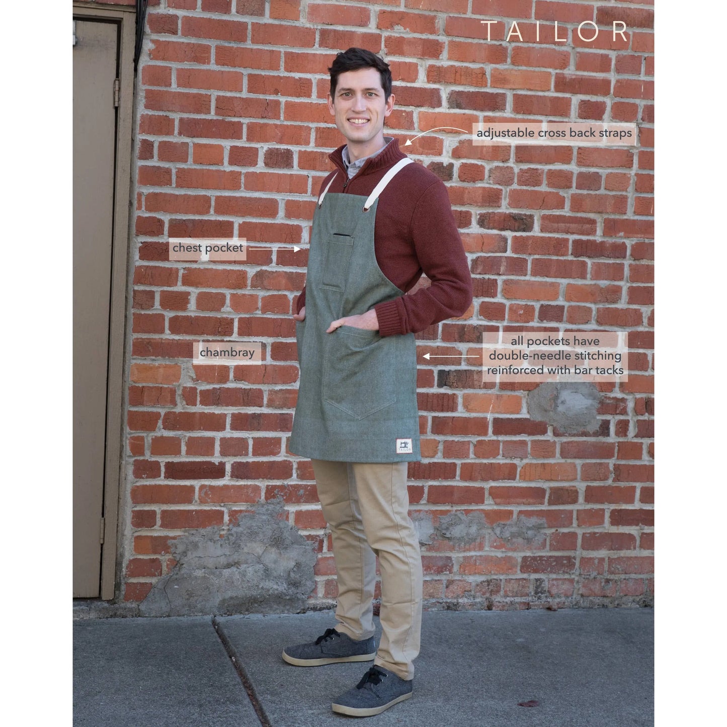 KAF Home Tailor Apron, Chambray - Oversized, and Multi-purpose KAF Home