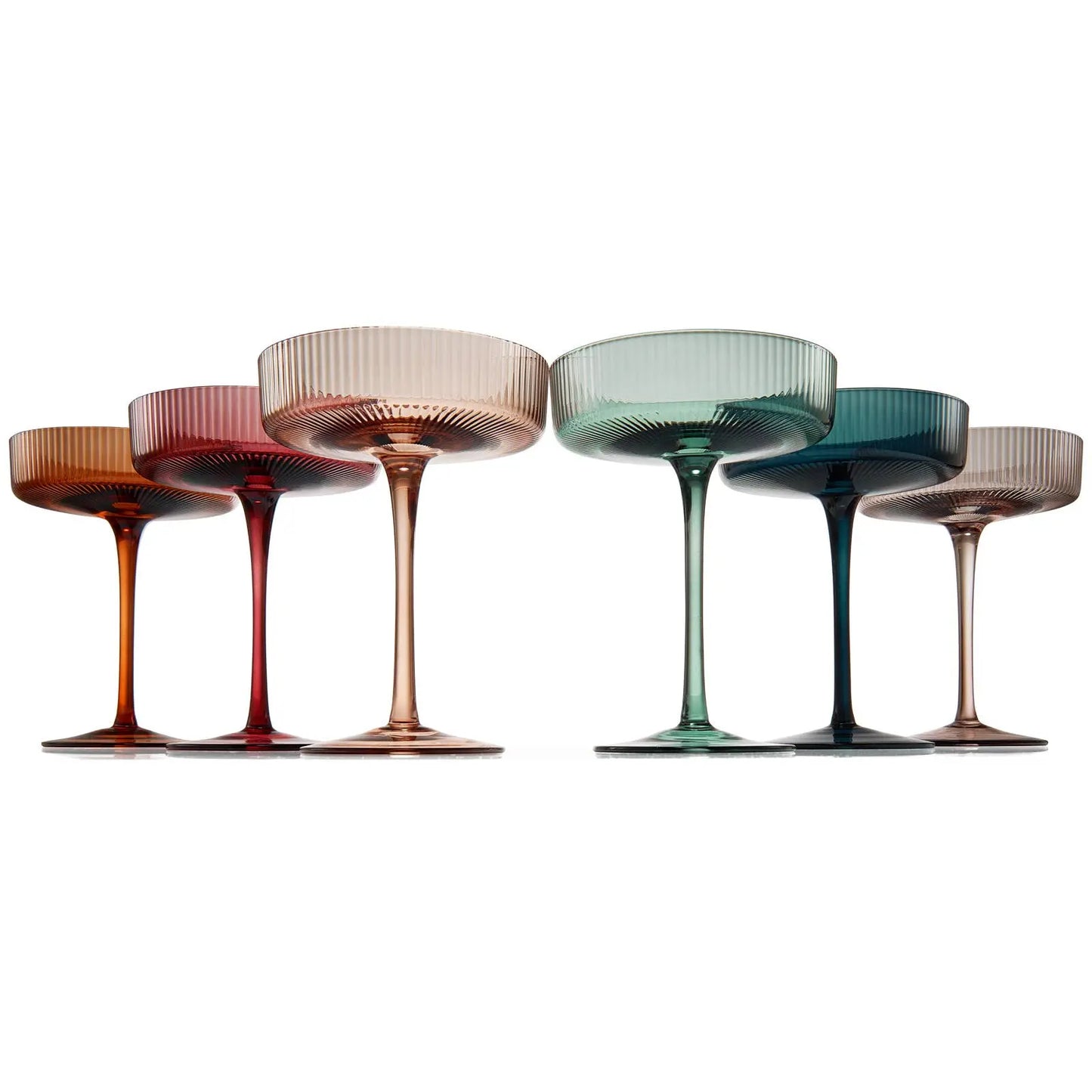 Art Deco Ribbed Pastel Coupe, & Cocktail Glass Barware Browns Kitchen