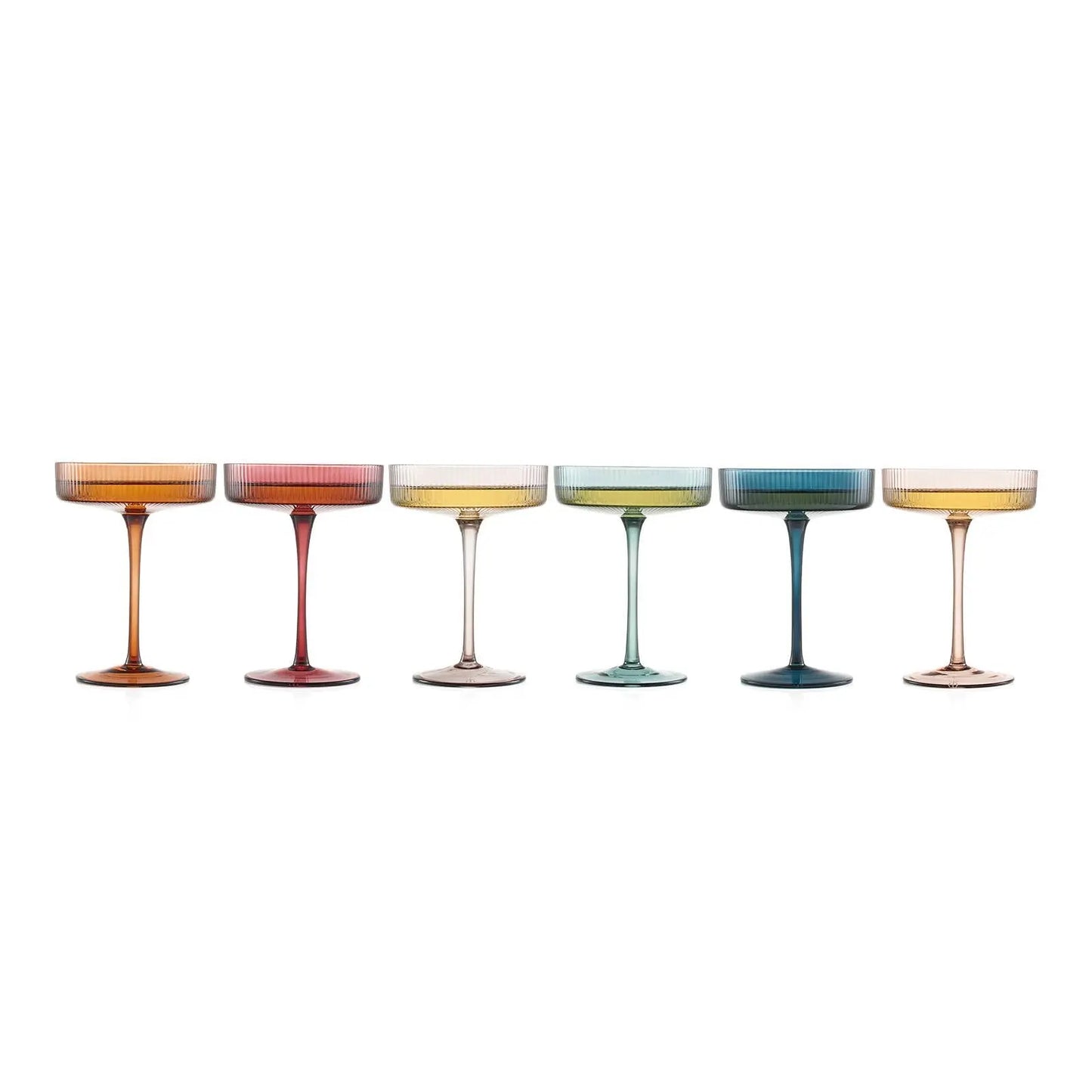 Art Deco Ribbed Pastel Coupe, & Cocktail Glass Barware Browns Kitchen