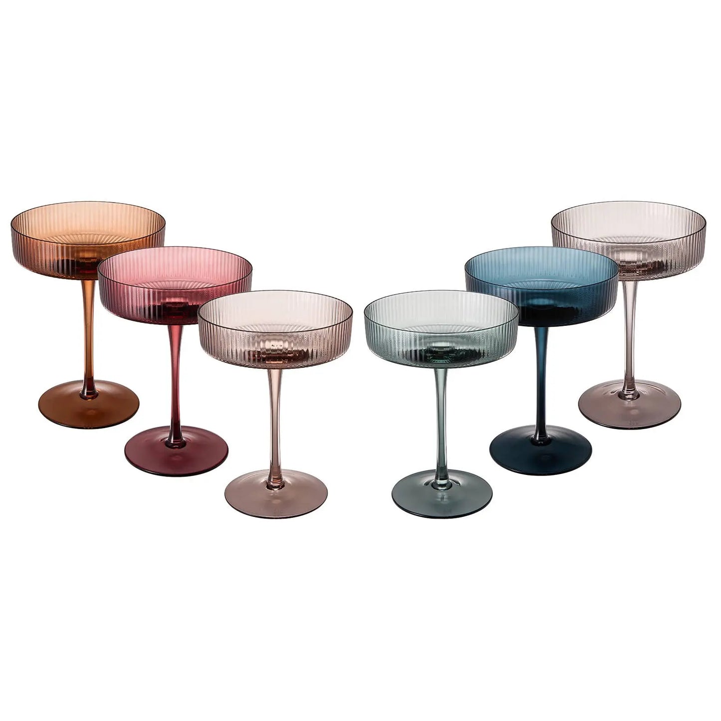 Art Deco Ribbed Pastel Coupe, & Cocktail Glass Barware Browns Kitchen