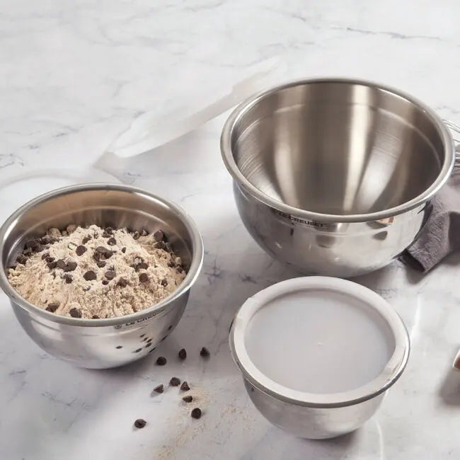 Le Creuset Stainless Steel Mixing Bowls with Lids, Set of 3 LE CREUSET