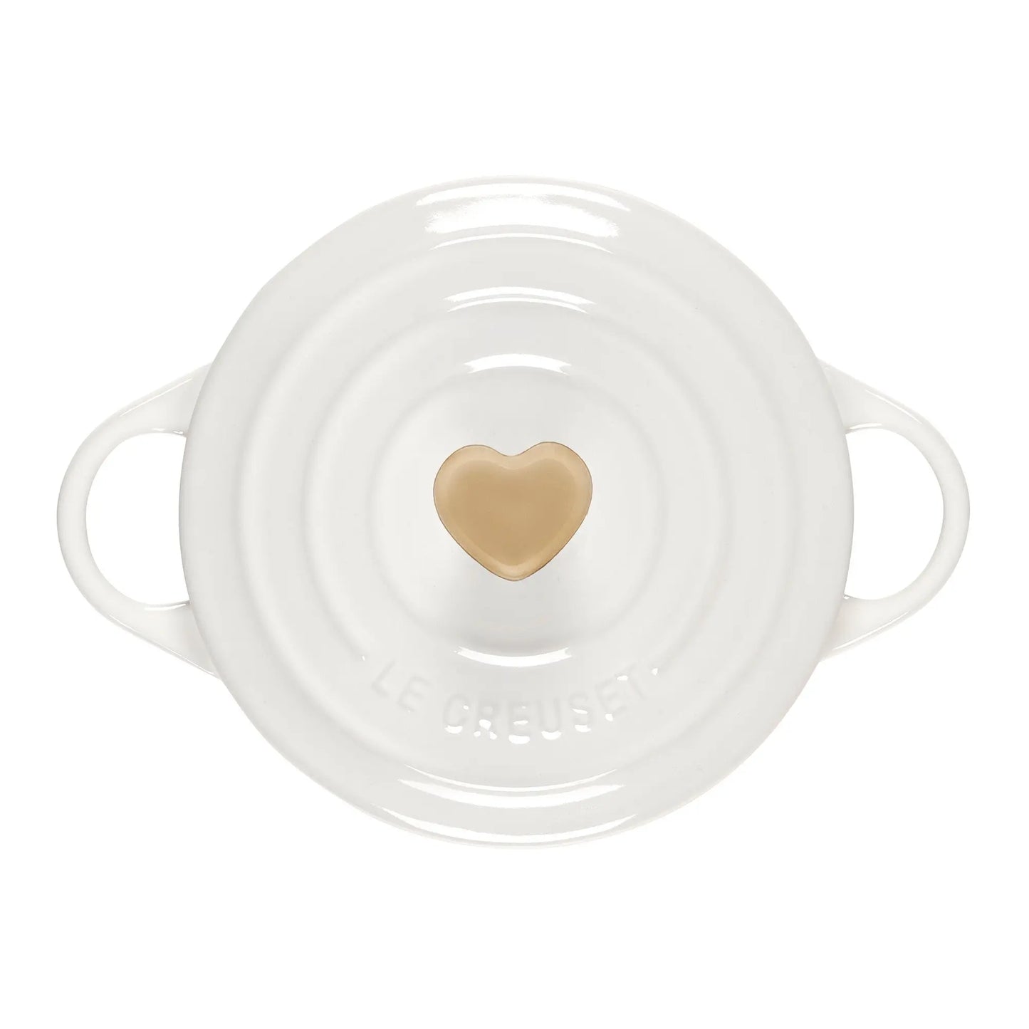 Le Creuset White Round Cocotte with Heart Knob LE CREUSET
