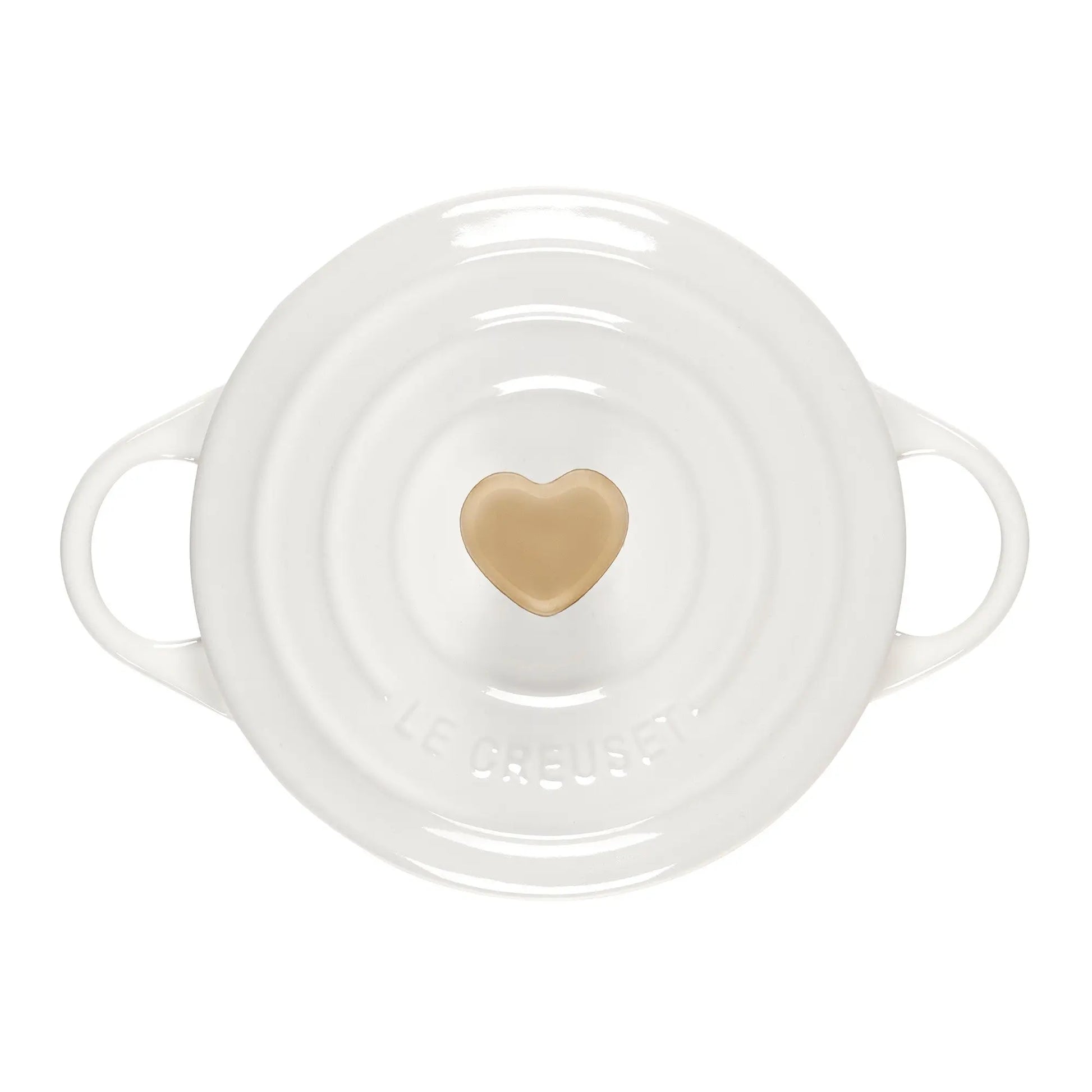 Le Creuset White Round Cocotte with Heart Knob LE CREUSET