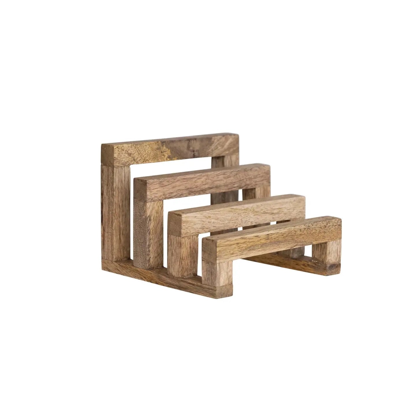 Mango Wood Stand w/ 3 Sections, Natural Browns Kitchen