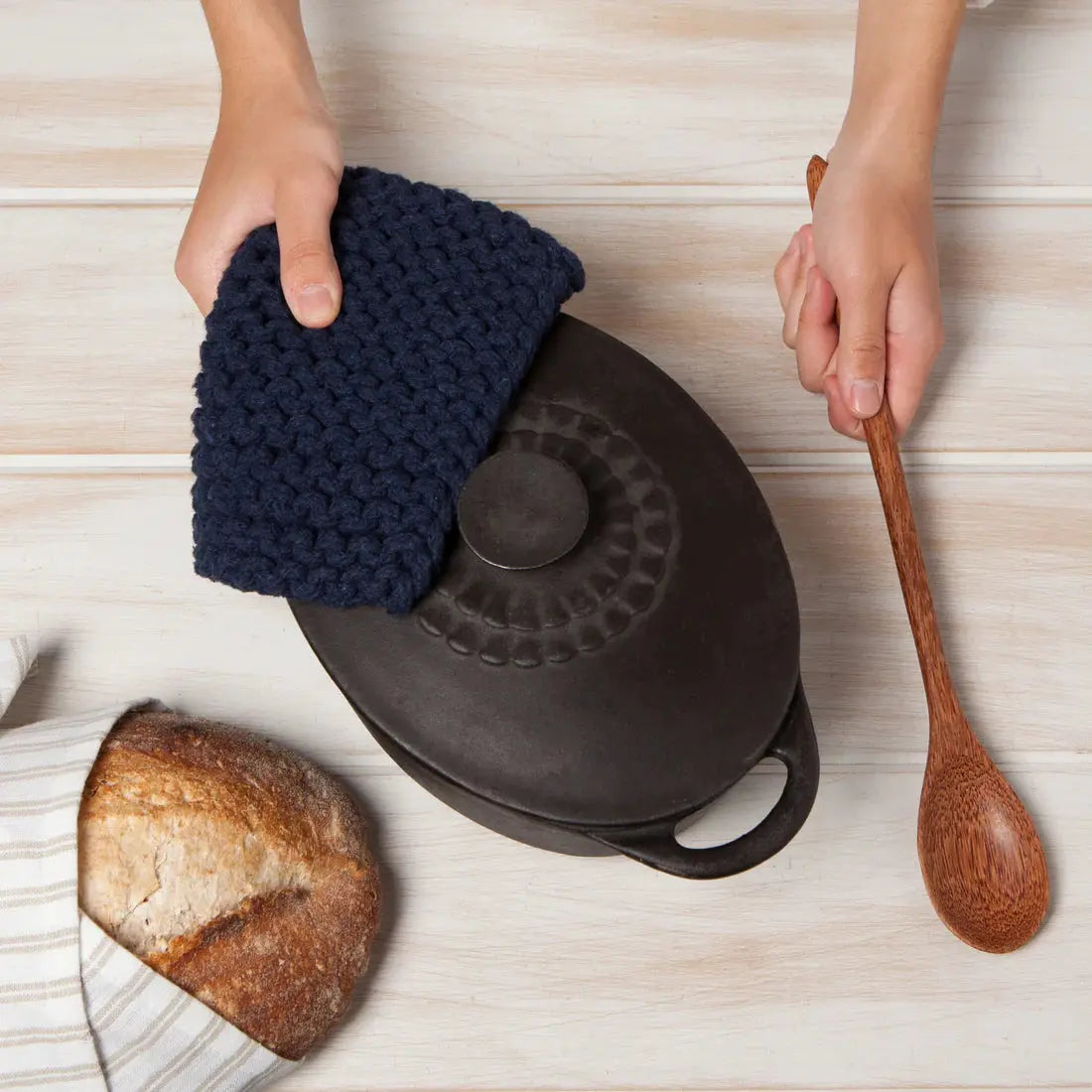 Potholder Knit Midnight Browns Kitchen