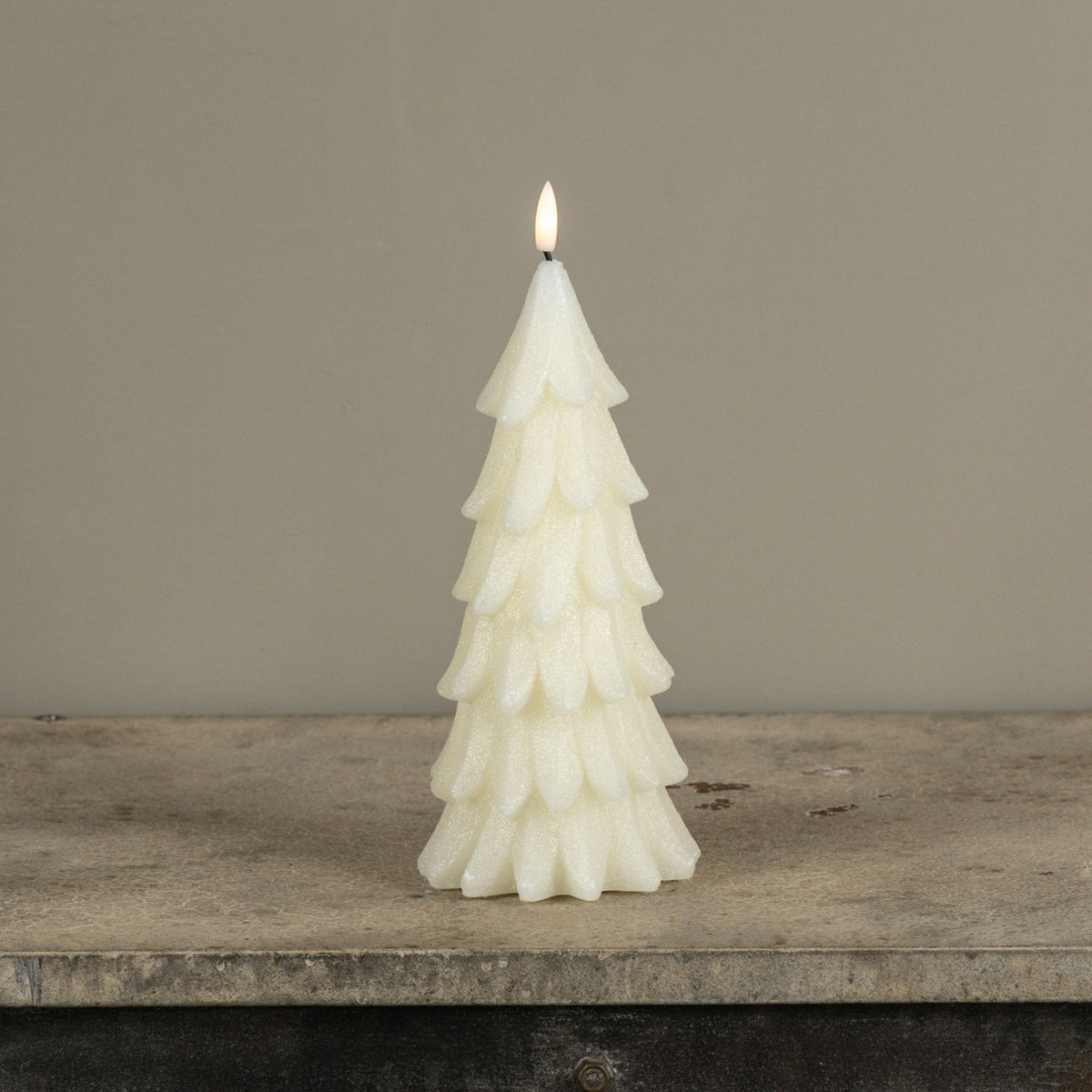 Large Alabaster Pine Flameless Candle, 9.25"