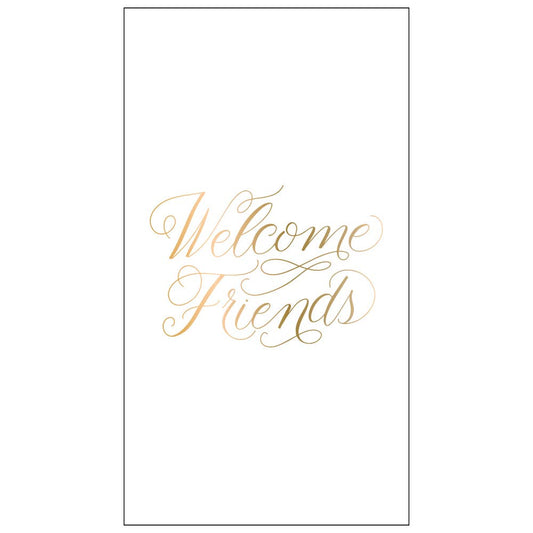 Paper Guest Towels | Welcome Friends- Foil - 24ct Paper Napkins Browns Kitchen