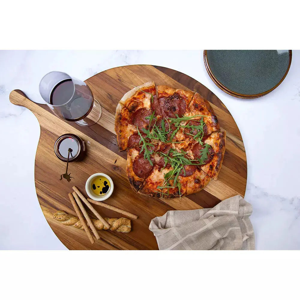 Proteak Atlas Round Serving Board with Handle 22 x 18 x 0.5 PROTEAK