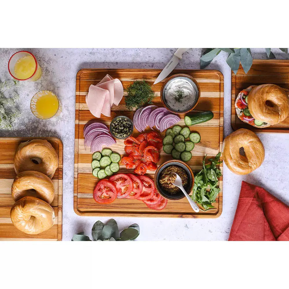 Proteak Tray Collection Square Serving Board 16" x 16" x .5" Proteak