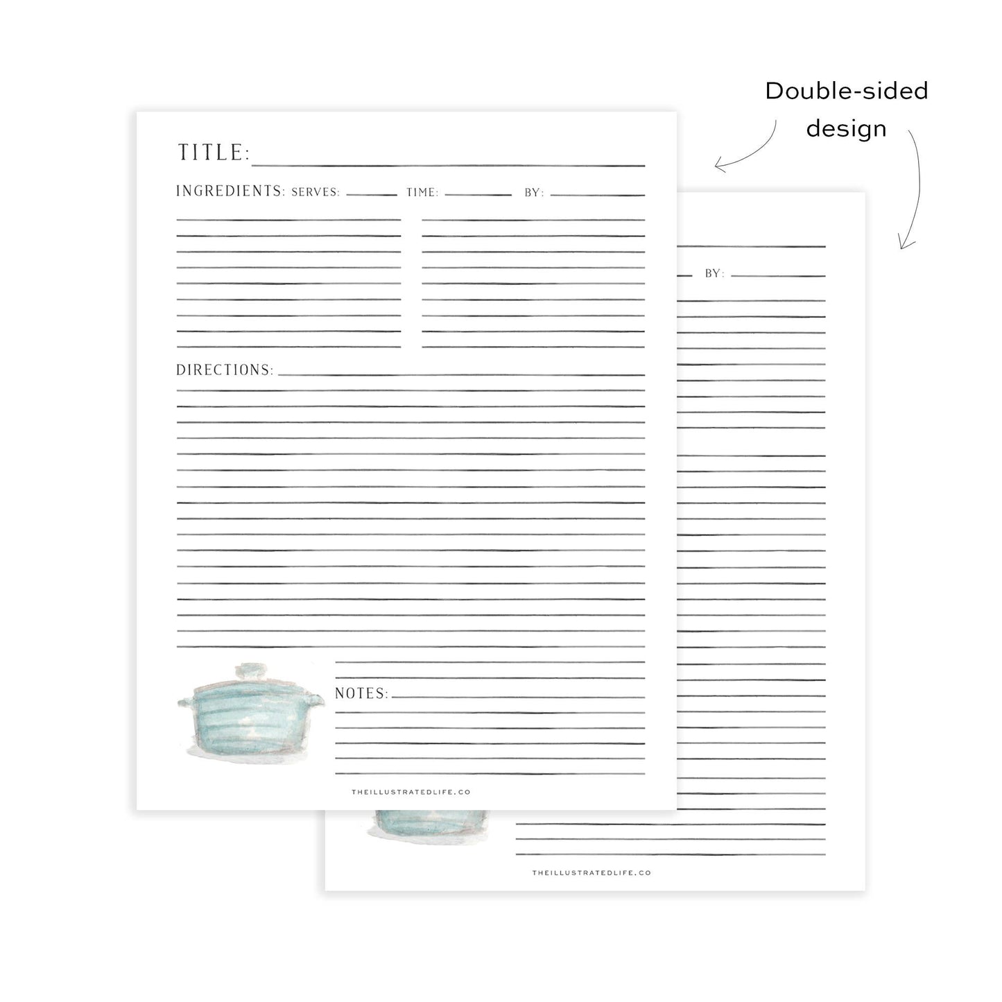 Recipe Binder Filler Pages: Dutch Oven (Blue)  Browns Kitchen