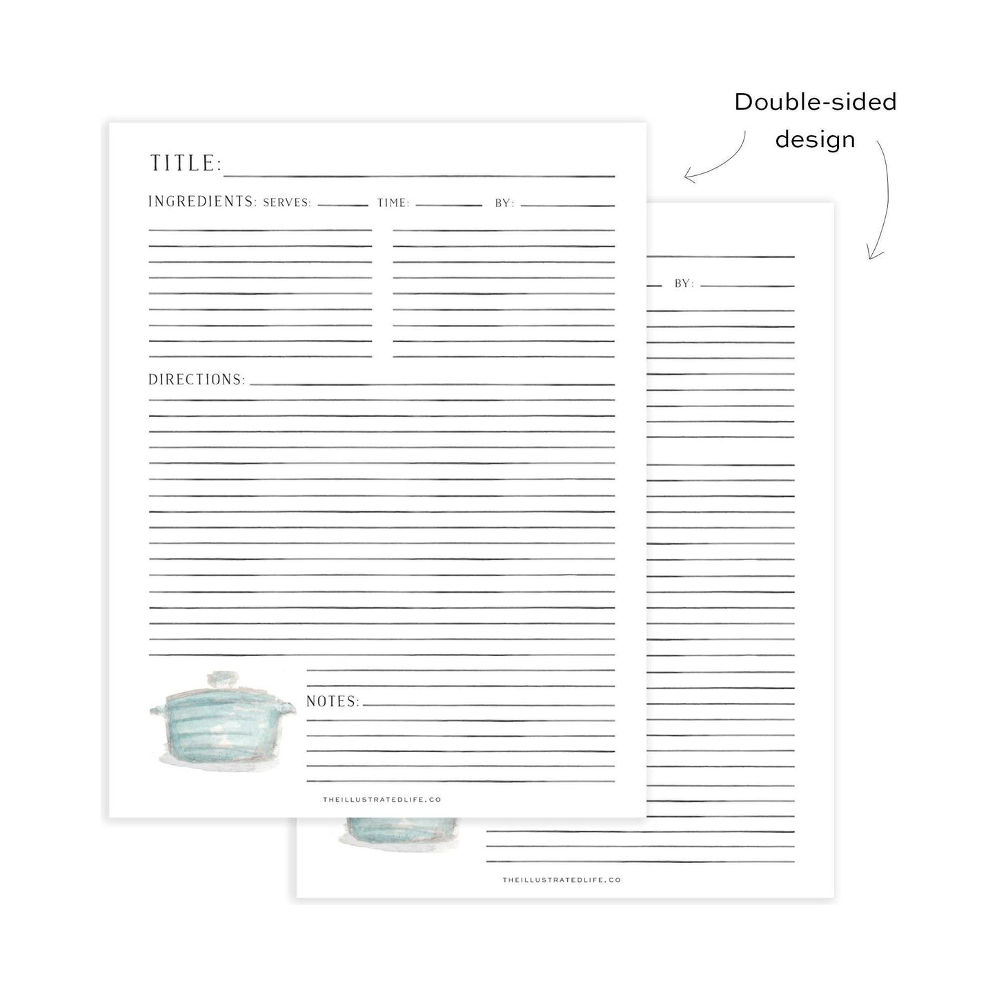 Recipe Binder Filler Pages: Dutch Oven (Blue)  Browns Kitchen