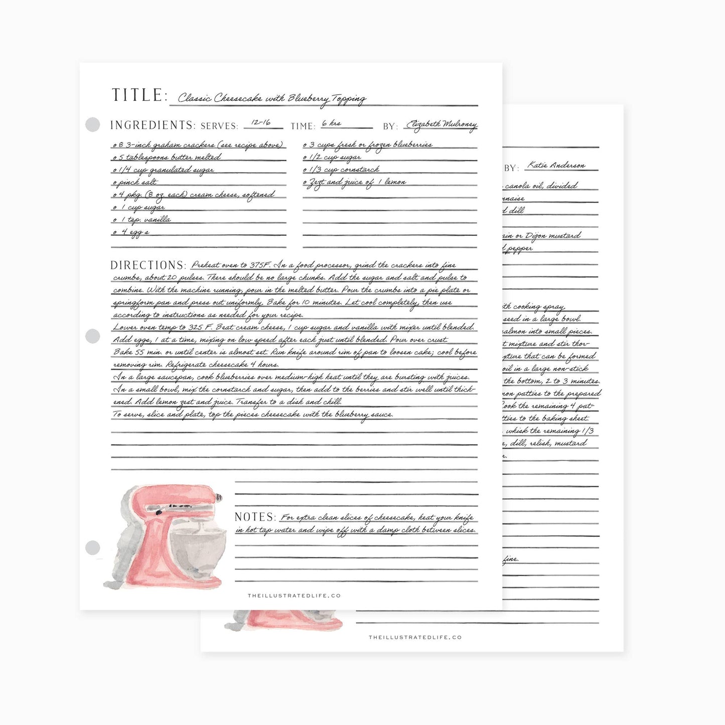 Recipe Binder Filler Pages: Dutch Oven (Blue) Browns Kitchen