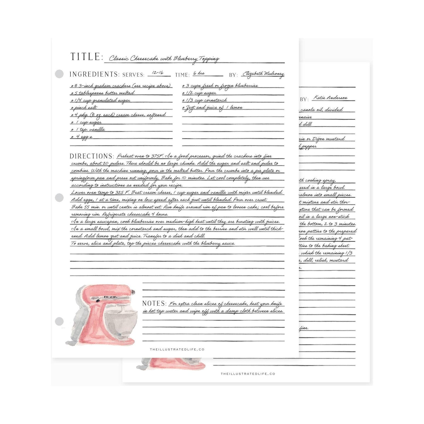 Recipe Binder Filler Pages: Dutch Oven (Blue)  Browns Kitchen