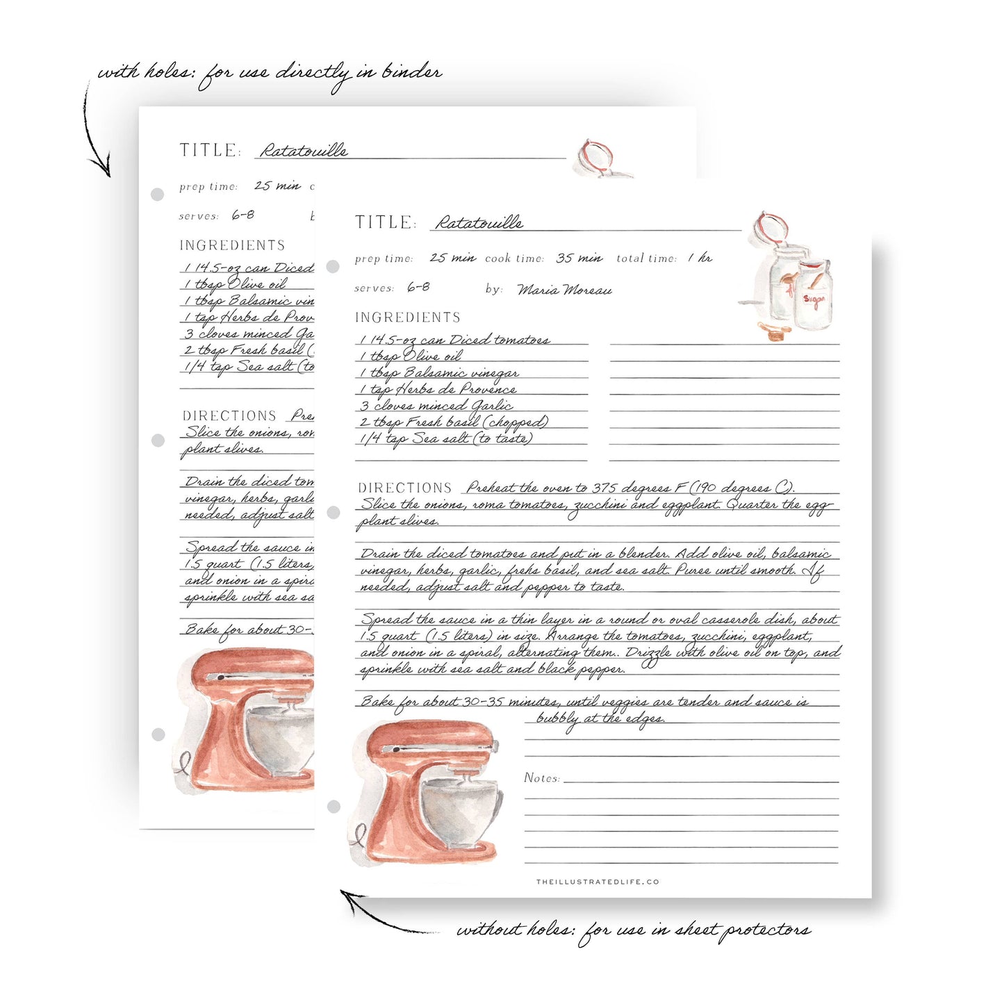 Recipe Binder Filler Pages: Dutch Oven (Blue) Browns Kitchen