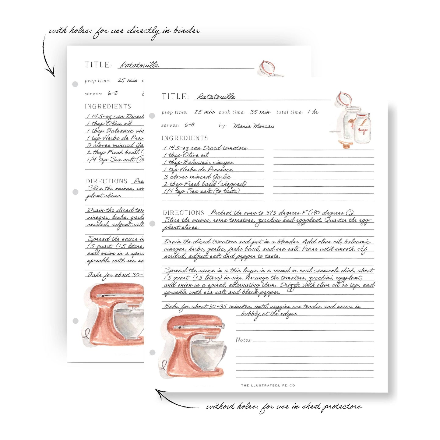 Recipe Binder Filler Pages: Mixer (Copper)  Browns Kitchen