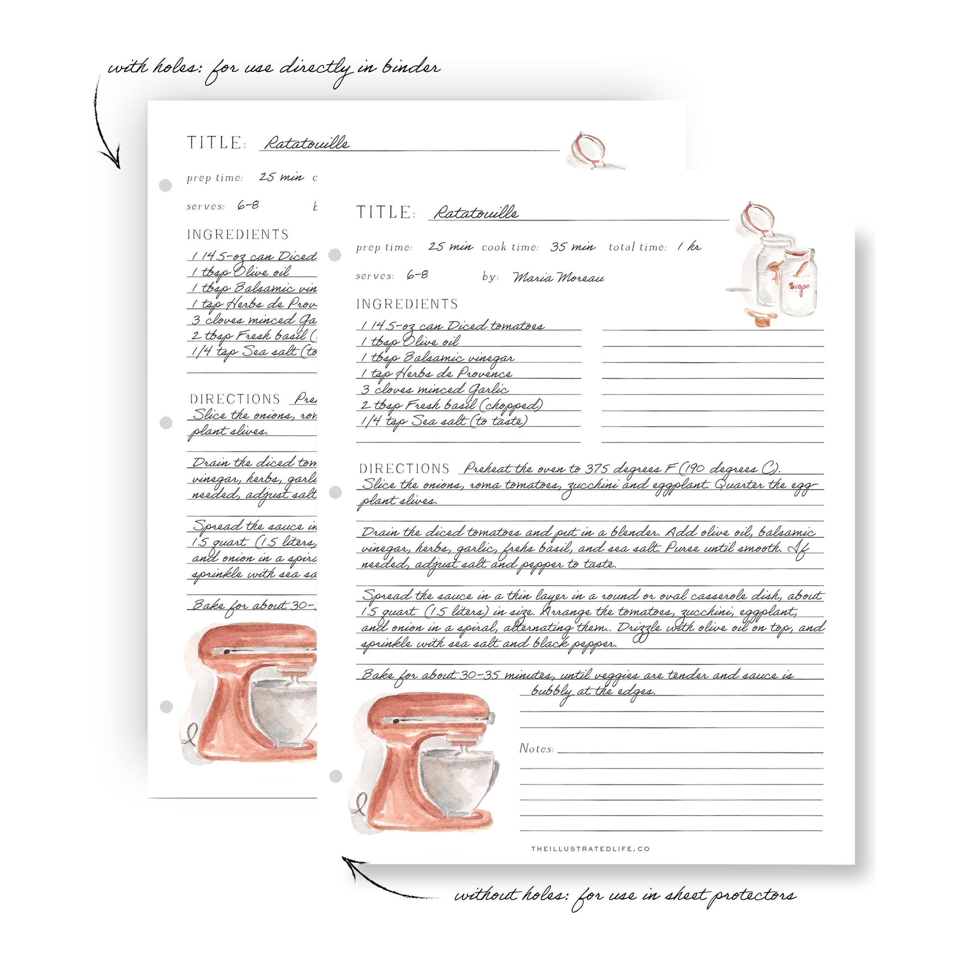 Recipe Binder Filler Pages: Mixer (Copper)  Browns Kitchen