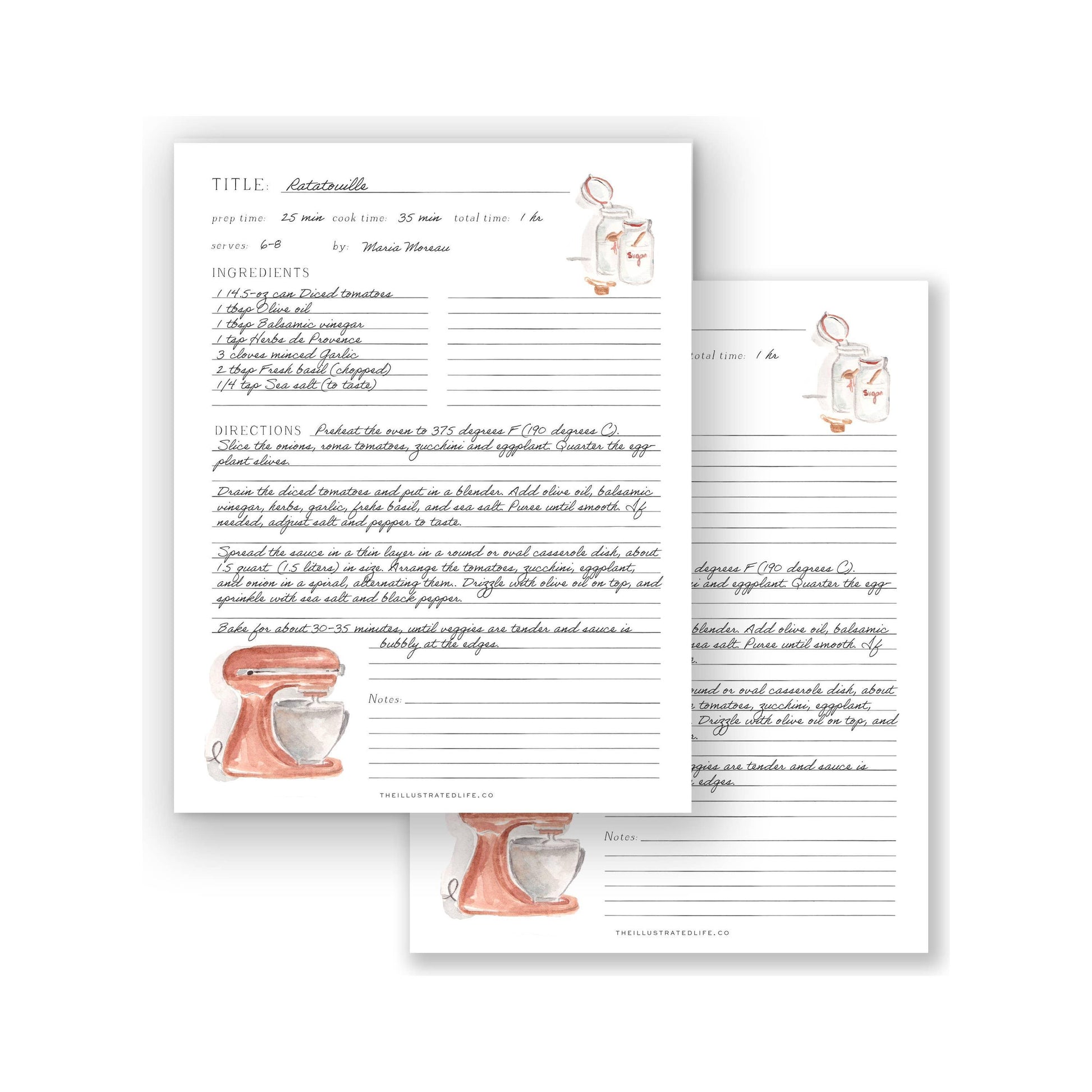 Recipe Binder Filler Pages: Mixer (Pink)  Browns Kitchen