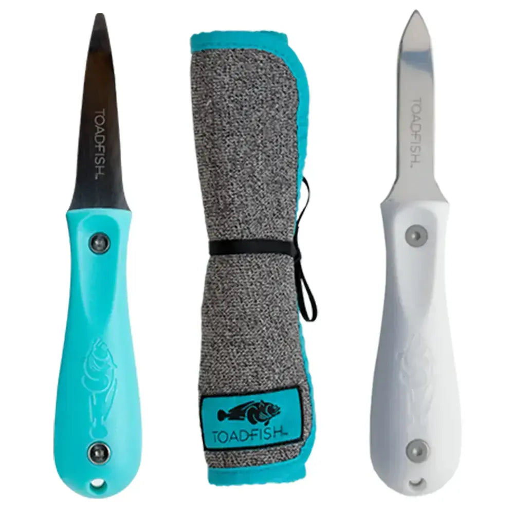 Shucker's Bundle -Teal Oyster Knife + Shucking Cloth + Pro Edition Oyster Knife Browns Kitchen