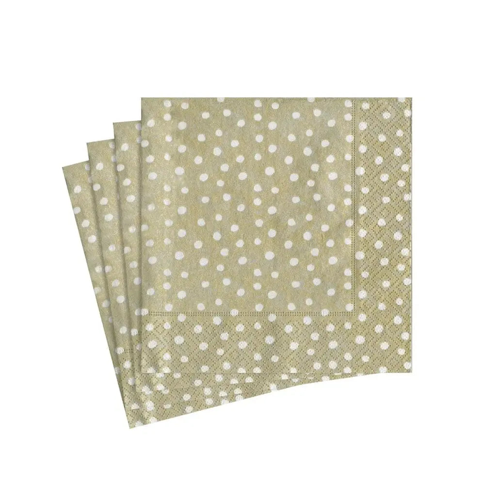 Small Dots Paper Cocktail Napkins in Platinum - 20 Per Package Caspari
