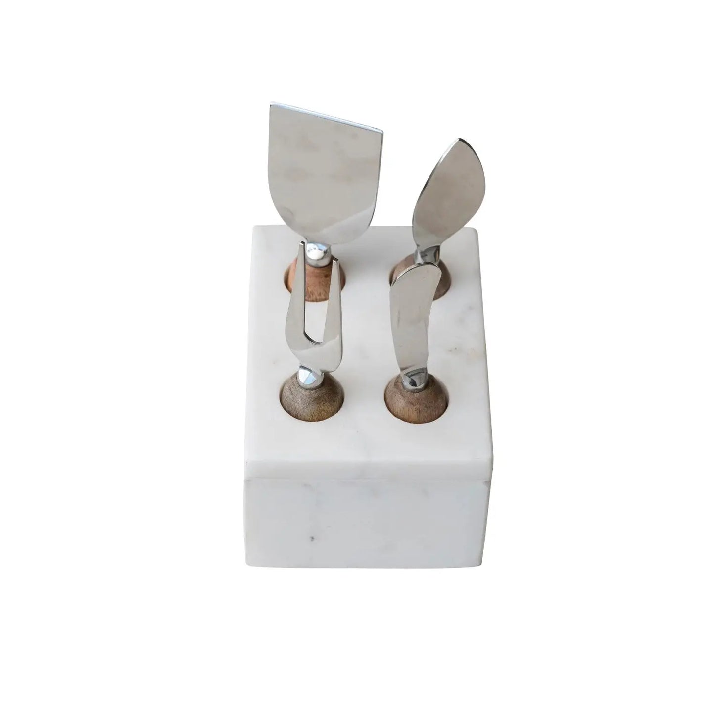 Stainless Steel Cheese Server with Marble Base CREATIVE CO-OP