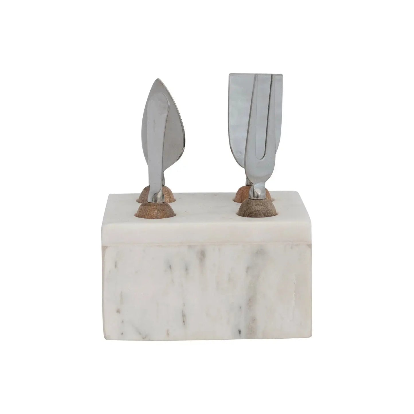 Stainless Steel Cheese Server with Marble Base CREATIVE CO-OP