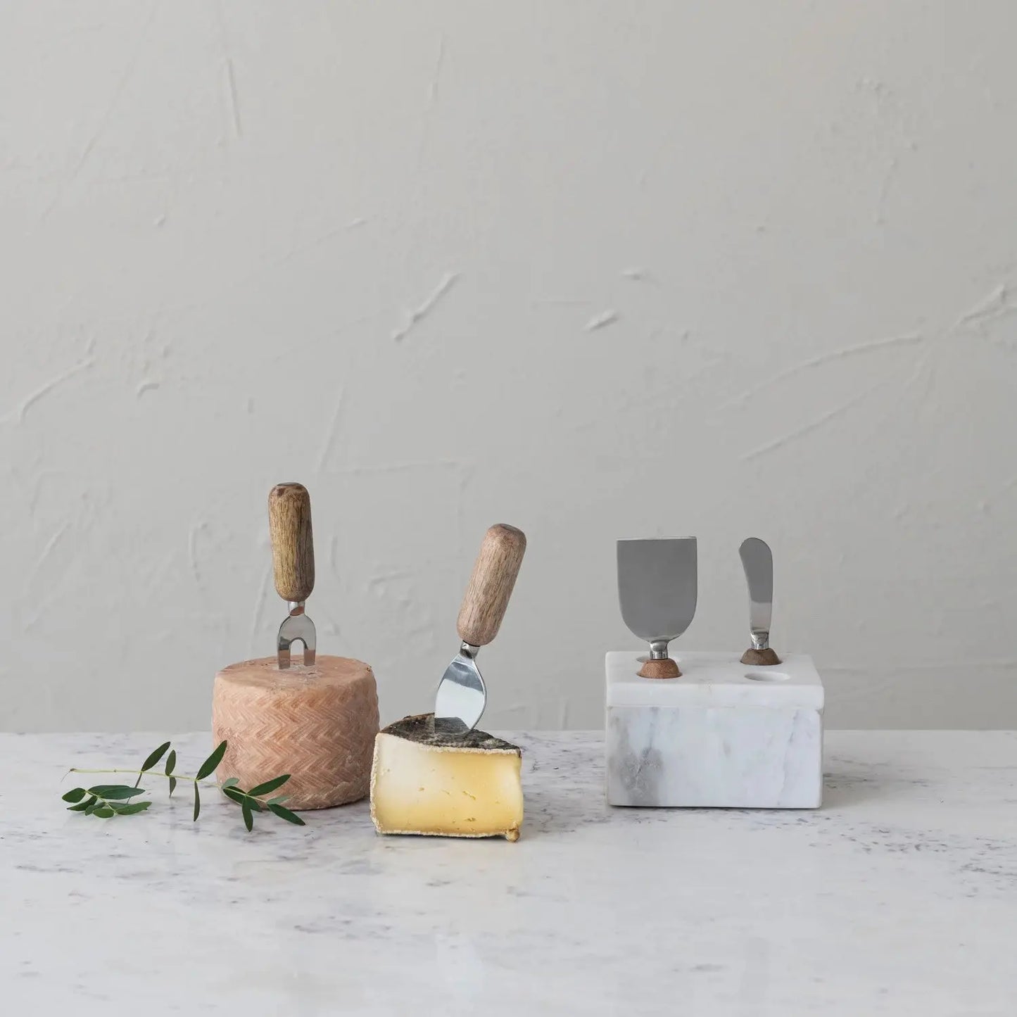 Stainless Steel Cheese Server with Marble Base CREATIVE CO-OP