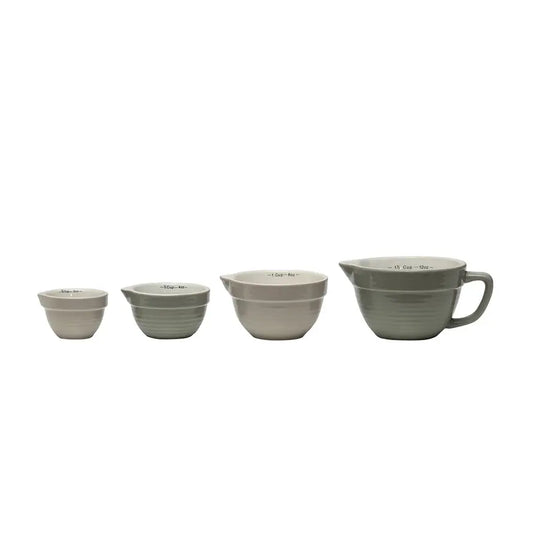 Stoneware Batter Bowl Measuring Cups CREATIVE CO-OP
