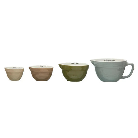 Stoneware Batter Bowl Measuring Cups CREATIVE CO-OP