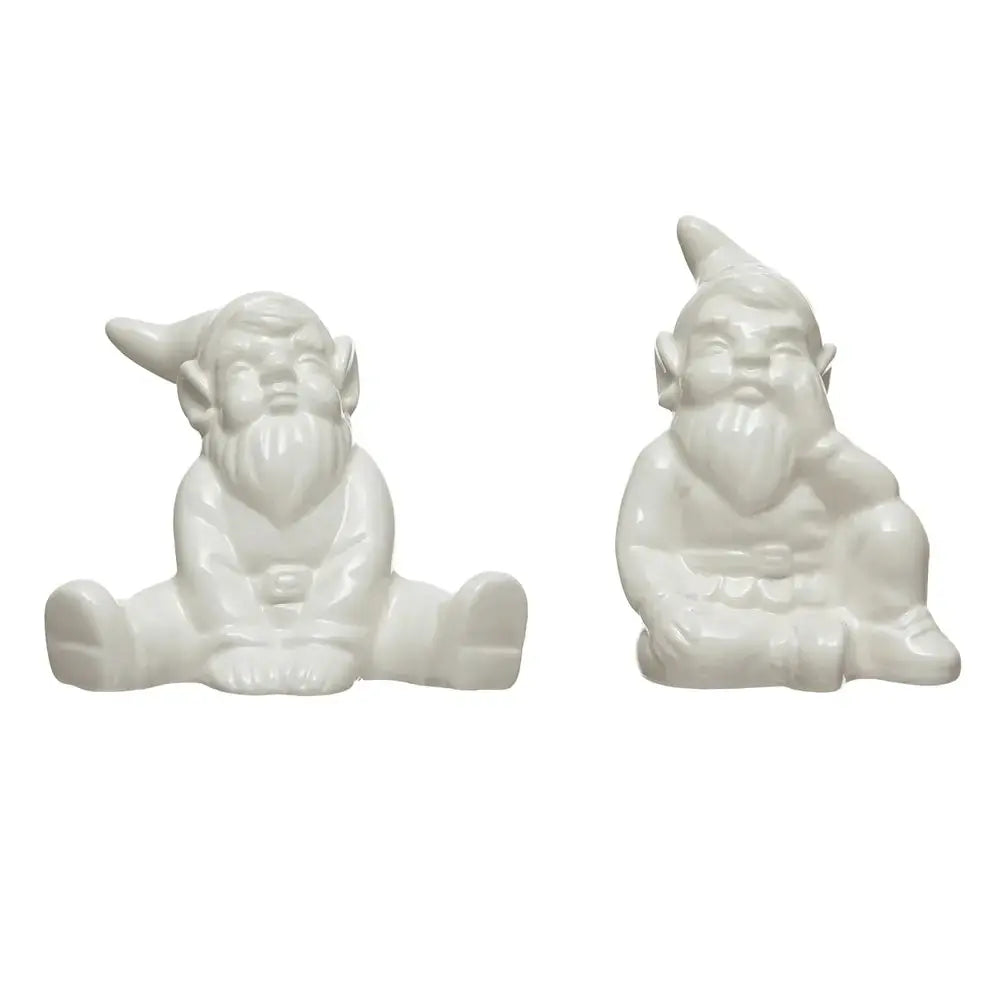 Stoneware Gnome Salt and Pepper Shakers, Set of 2 Browns Kitchen
