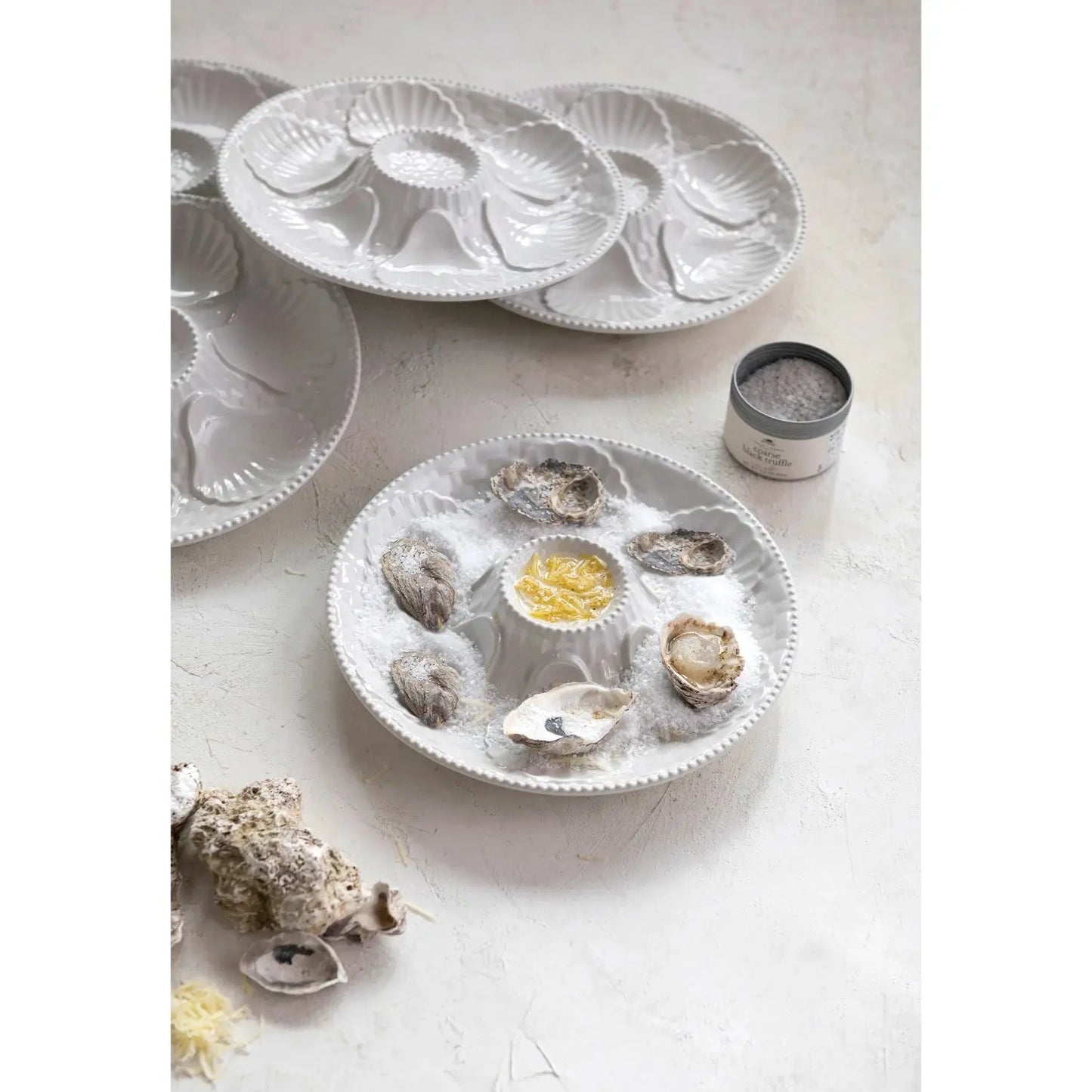 Stoneware Oyster Plate, Matte White Serveware Browns Kitchen