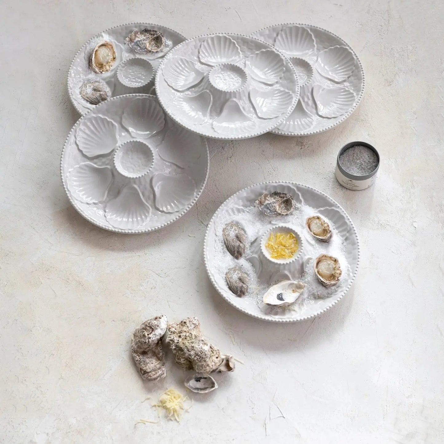 Stoneware Oyster Plate, Matte White Serveware Browns Kitchen