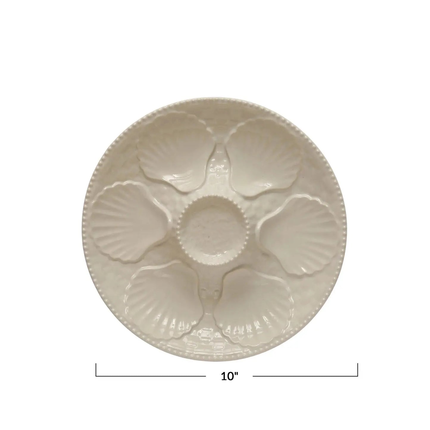 Stoneware Oyster Plate, Matte White Serveware Browns Kitchen