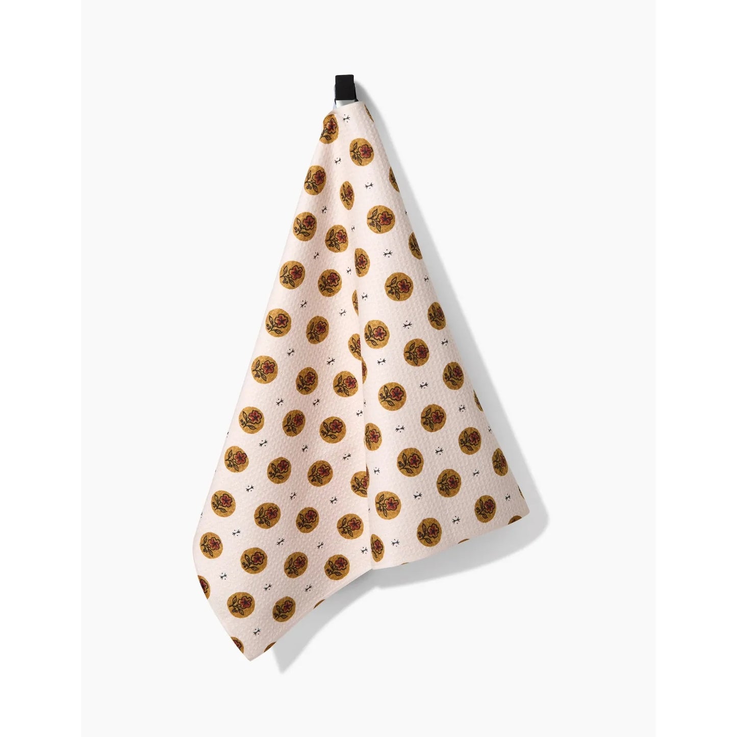 Artisanal Floral Cream Geometry Tea Towel