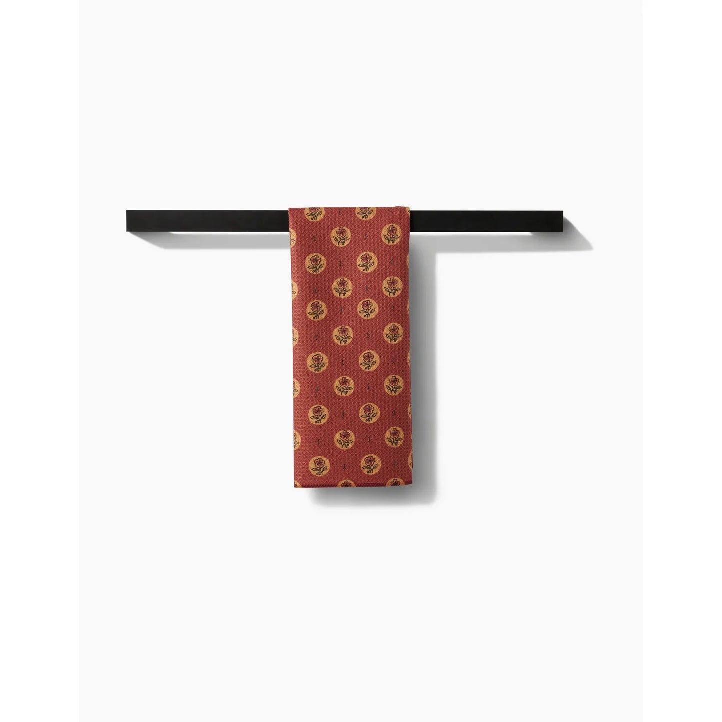 Artisanal Floral Orange Geometry Tea Towel