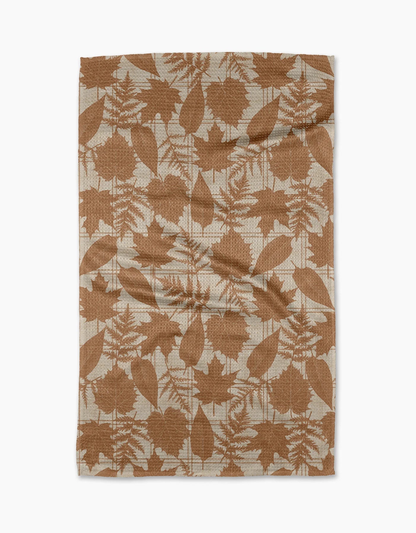 Autumnal Gold Leaves Geometry Tea Towel