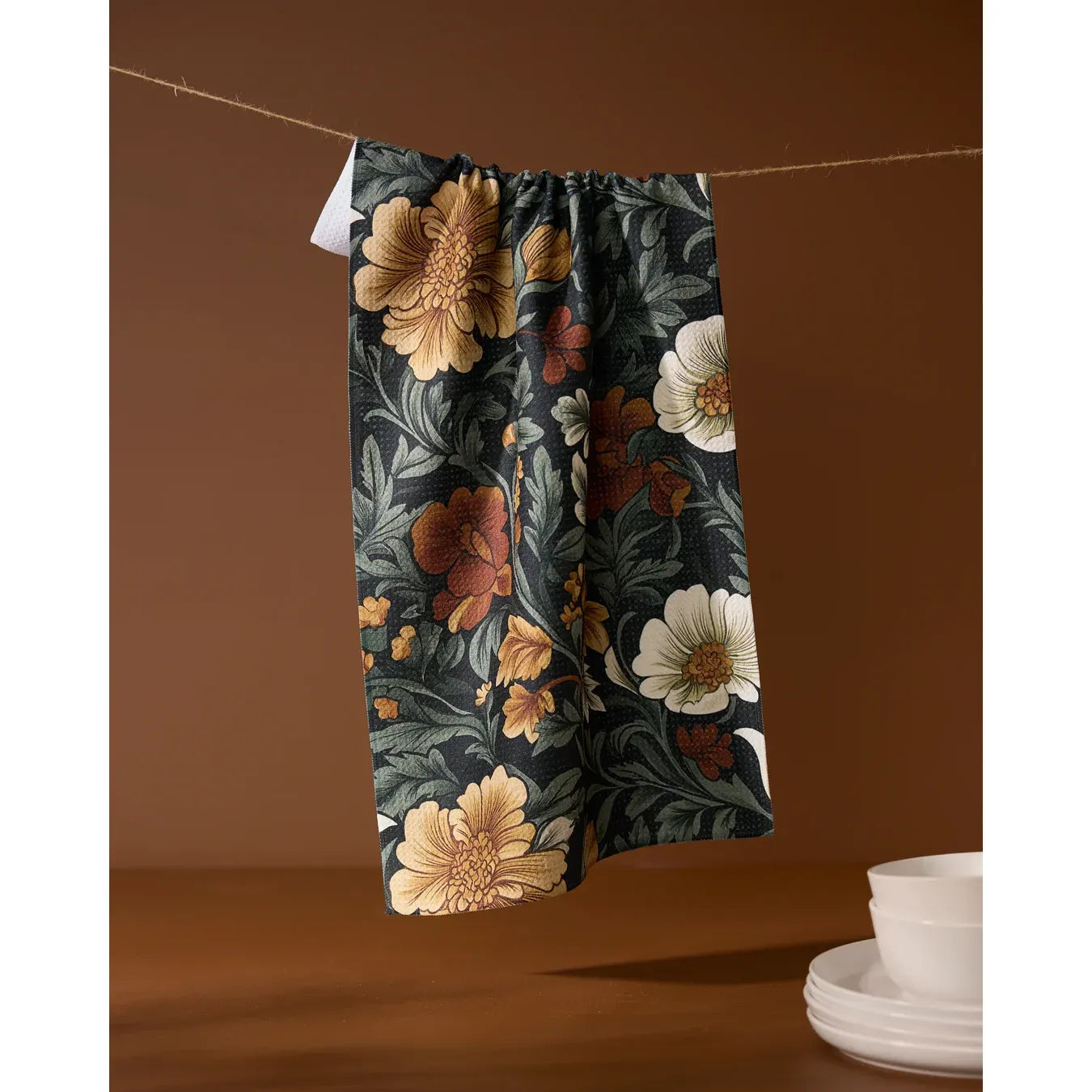 Classic Floral Geometry Tea Towel