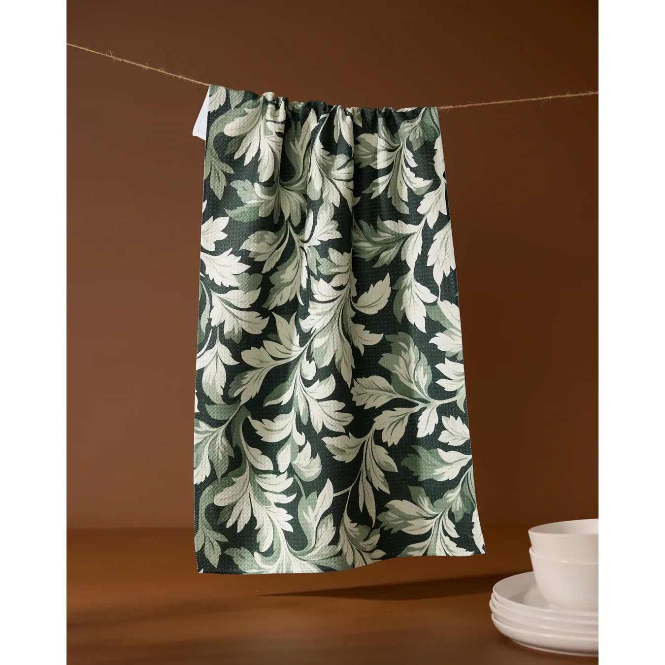 Classic Foliage Geometry Tea Towel