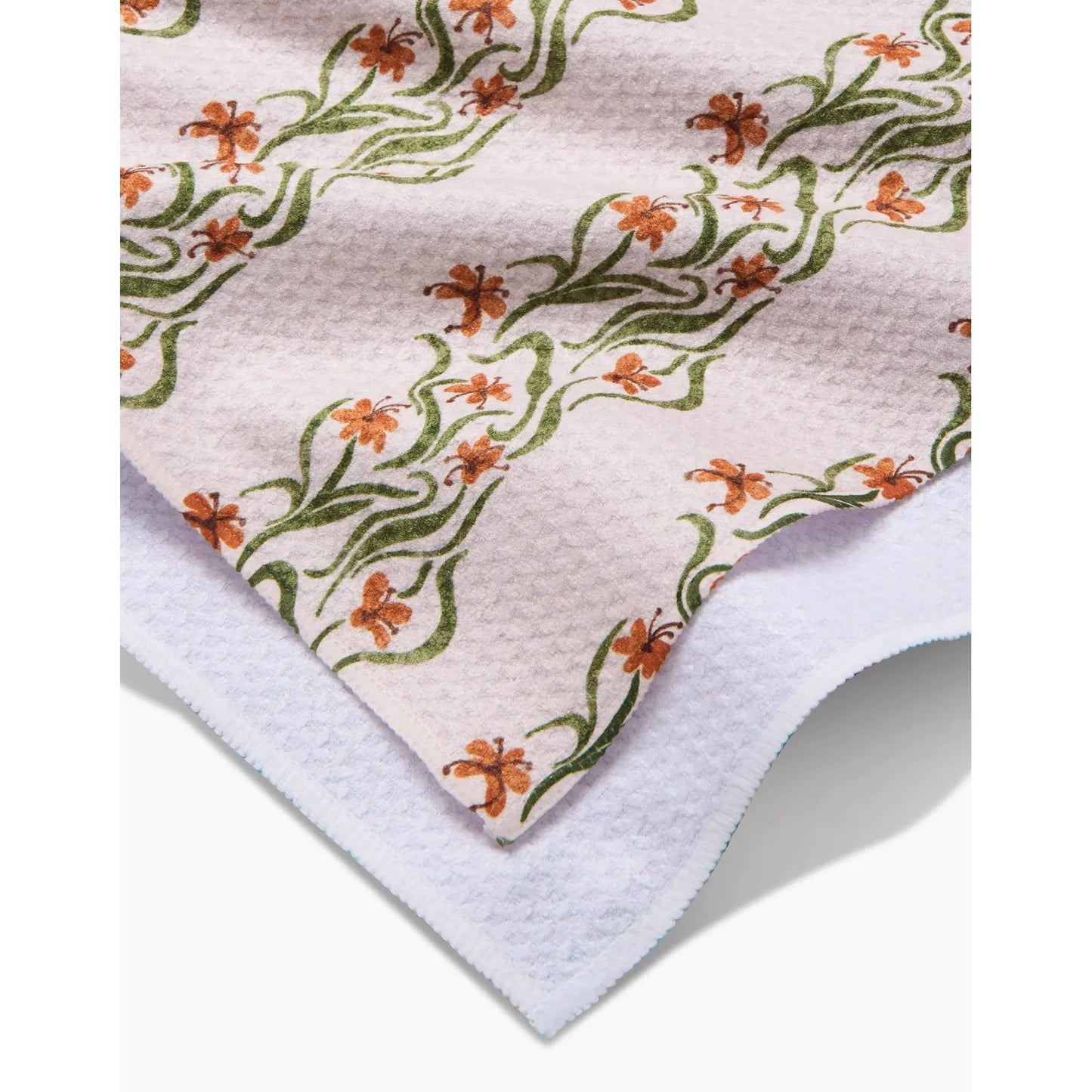 Fall Floral Stripes Geometry Tea Towel