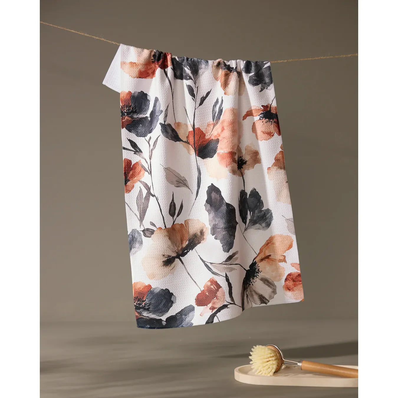 Moody Poppy Geometry Tea Towel
