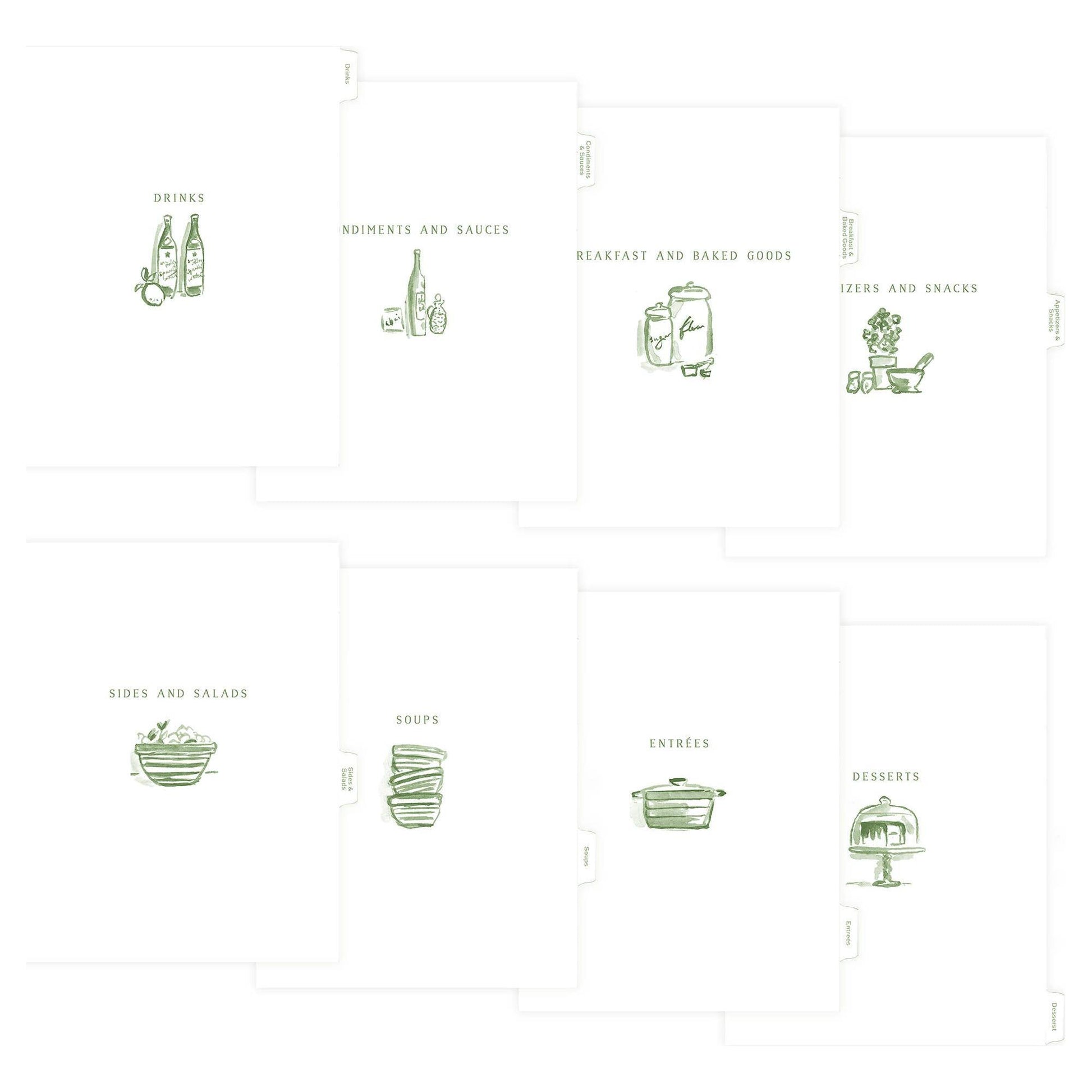 Recipe Binder Index Tab Dividers: Multi / Wide (9.125x11")  Browns Kitchen