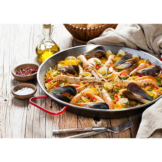 Winco 14-1/8" Paella Pan, Polished Carbon Steel (Spain) Cookware Browns Kitchen