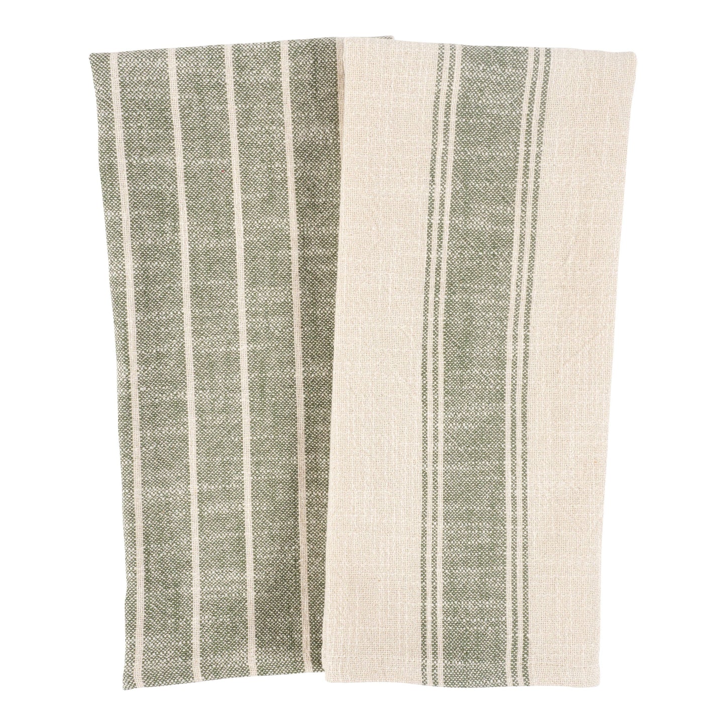 Firenze Set Of 2 Natural Slubbed Kitchen Towels, 18" x 28"