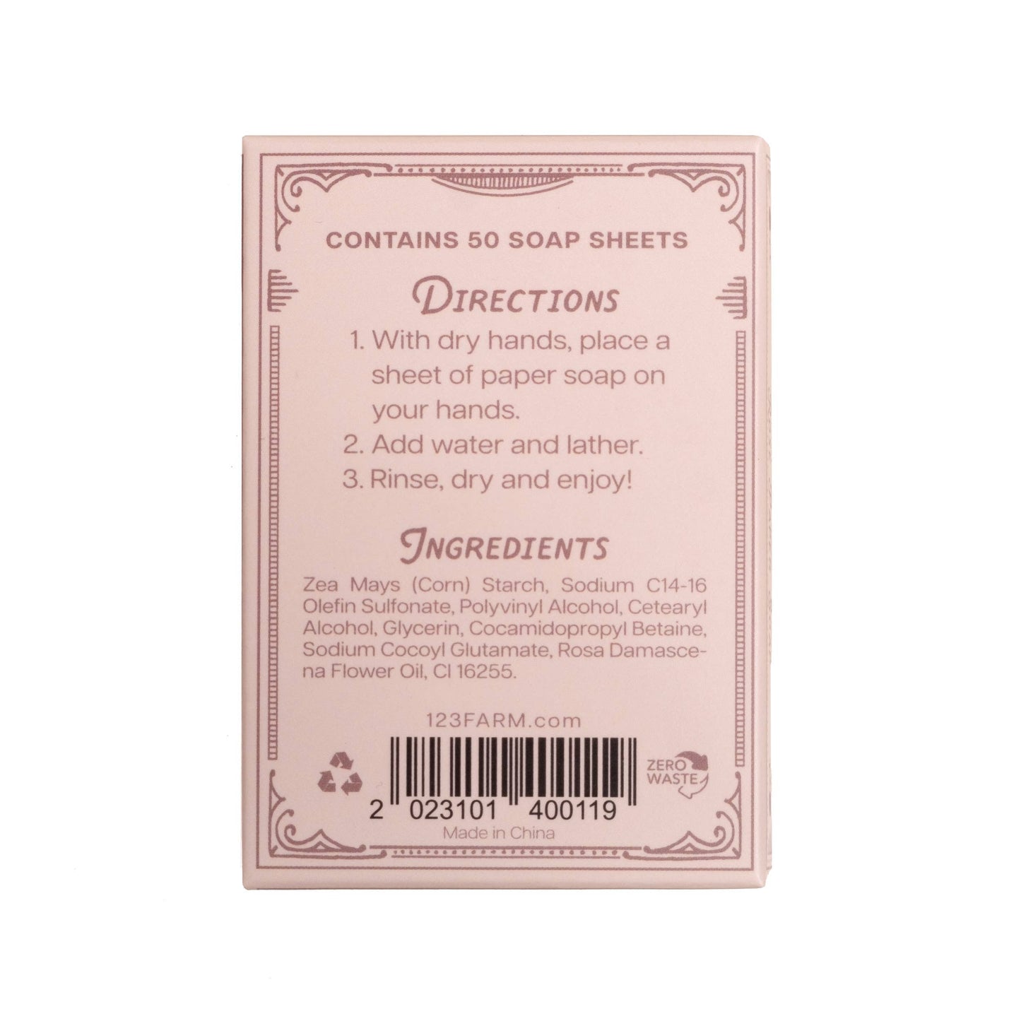 Paper Soap – Rose Scent, Travel Size, 50 Sheets